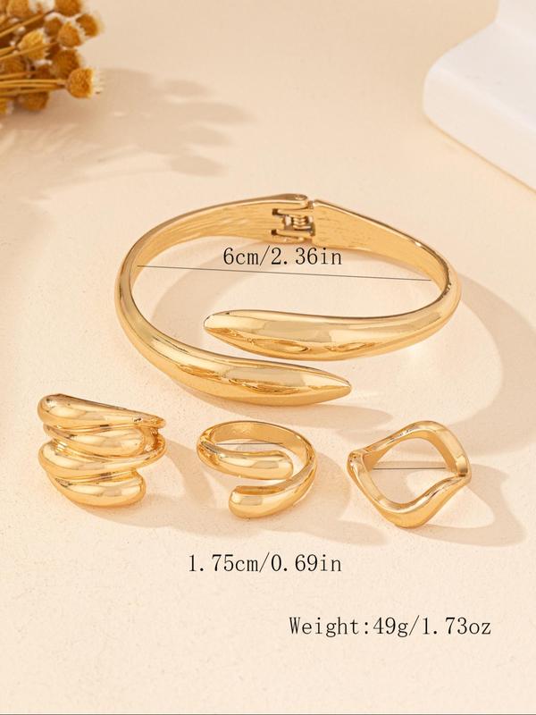 Fashionable Boho Style Cuff Bangle & Cuff Rings, New Trend Elegant Hand Jewelry Set, Trendy & Exquisite Hand Jewelry for Women