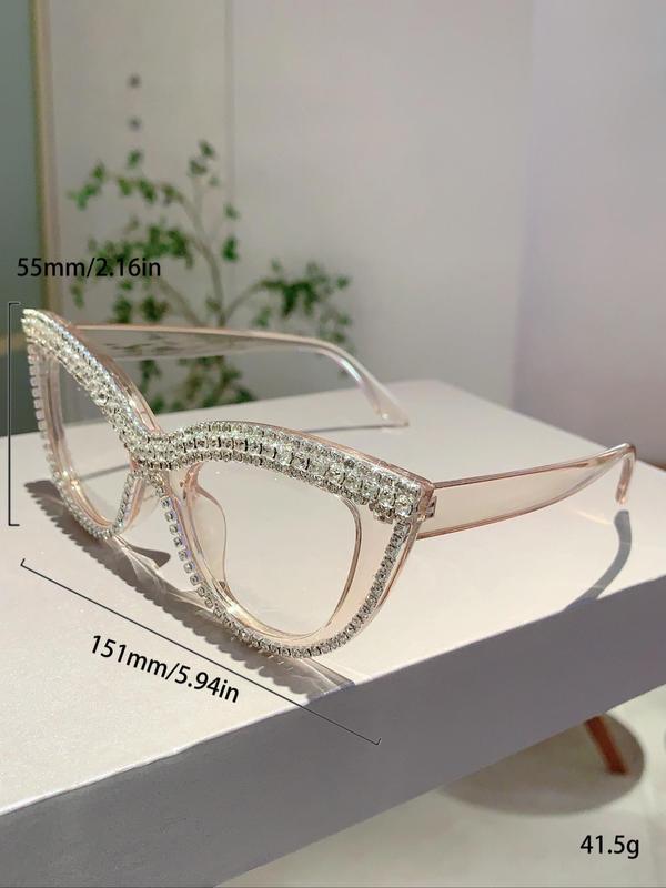 Elegant Rhinestone Decor Cat Eye Frame Eyeglasses for Women, Trendy Vintage Luxury Eyeglasses, Chic All-match Fashion Accessories for Daily Use