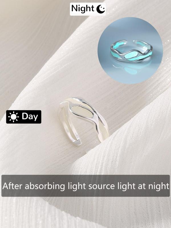 Fashionable Glow in The Dark Design Cuff Ring, New Trend Luminous Adjustable Cuff Ring for Men & Women, Fashion Jewelry for Party, Daily Clothing Decor