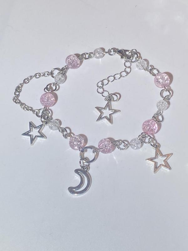 Fashionable Moon & Star Design Link Bracelet, Adjustable Jewelry for Party, Daily Clothing Decor for Girl, Trendy All-match & Exquisite Jewelry