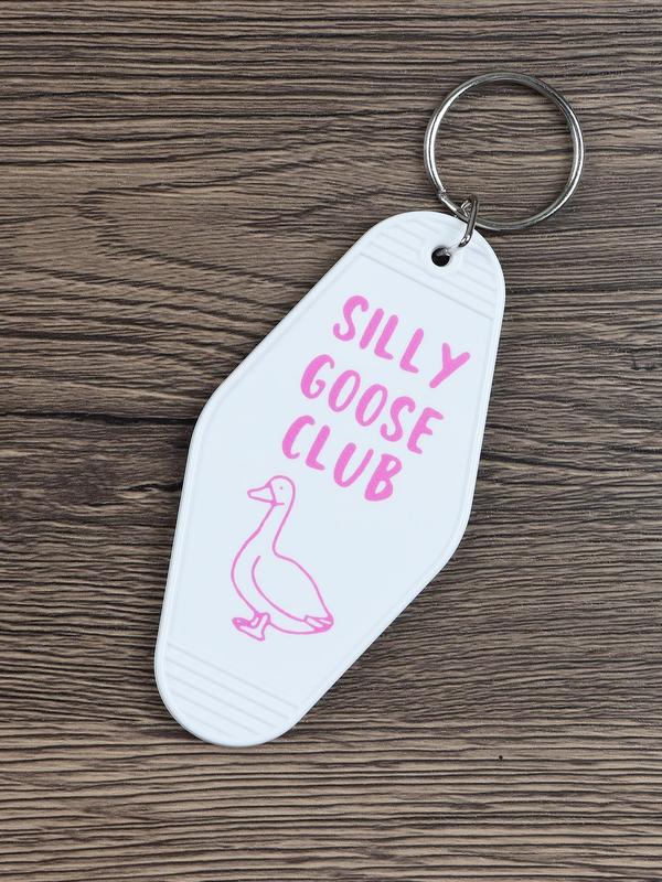 Silly Goose Club Letter Pattern Keychain, Cute Cartoon Keychain for Women & Men, Fashion Accessories for Bag & Car Key Decoration