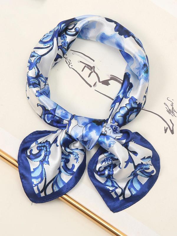 Women's Elegant Floral Print Square Scarf, Casual Trendy Soft Comfortable Shawl, Fashionable Scarf for Daily Matching