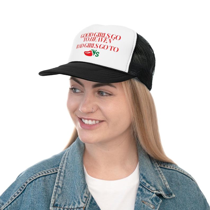 Good Girls Go to Heaven Bad Girls Go To Chilis Trucker Caps, Funny Cap, Trendy Gift, Summer Trucker Hat, Country Festival Outfit, Embroidered Baseball Cap, Gift Idea 2024