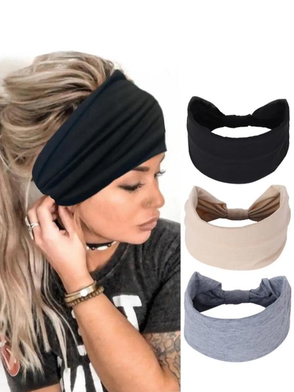 Summer Solid Color Knot Sports Hair Band, Sweat-absorbing Elastic Hair Accessory for Running Yoga Gym, Women Sports Clothes Accessories