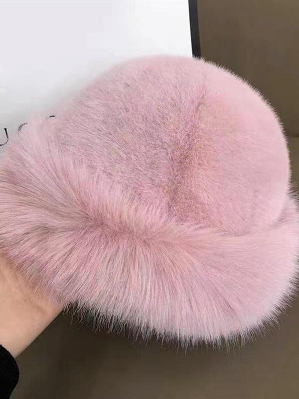 Women's Elegant Solid Color Bucket Hat, 2024 New Style Trendy Fuzzy Warm Hat, Chic All-match Accessories for Fall & Winter for Women & Girls for Outfit Matching