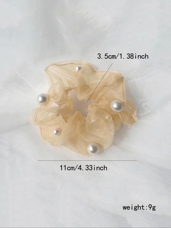 4pcs Fashion Rhinestone Decorated Tulle Scrunchie, Elegant Hair Accessories For Women & Girls, Casual All-match Ponytail Holder