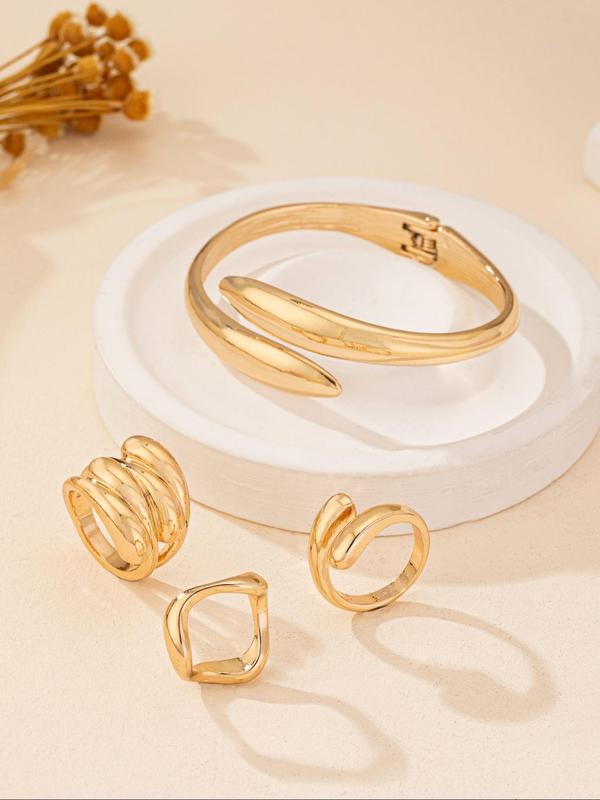 Fashionable Boho Style Cuff Bangle & Cuff Rings, New Trend Elegant Hand Jewelry Set, Trendy & Exquisite Hand Jewelry for Women