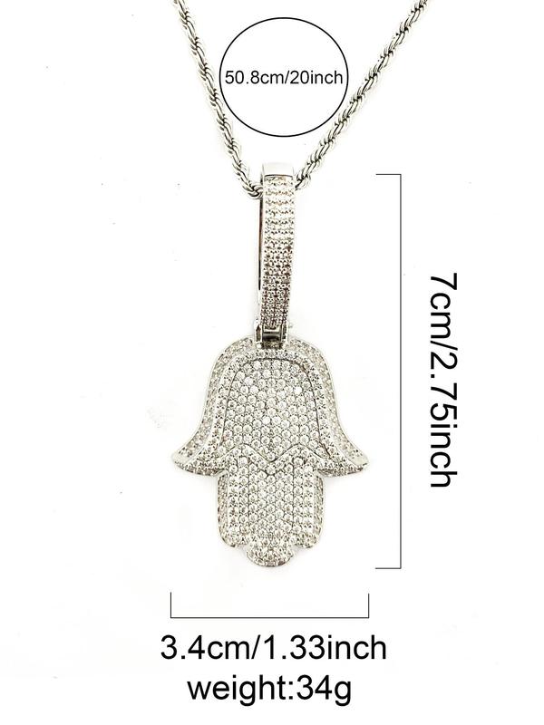 Rhinestone Decor Halma Hand Design Pendant, Fashion Jewelry for Party, Daily Clothing Decor, Trendy All-match & Exquisite Jewelry for Birthday Gift