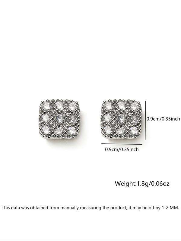 Square Rhinestone Decor Stud Earrings, Fashionable Jewelry for Women & Girls, Trendy All-match & Exquisite Jewelry for Birthday Gift