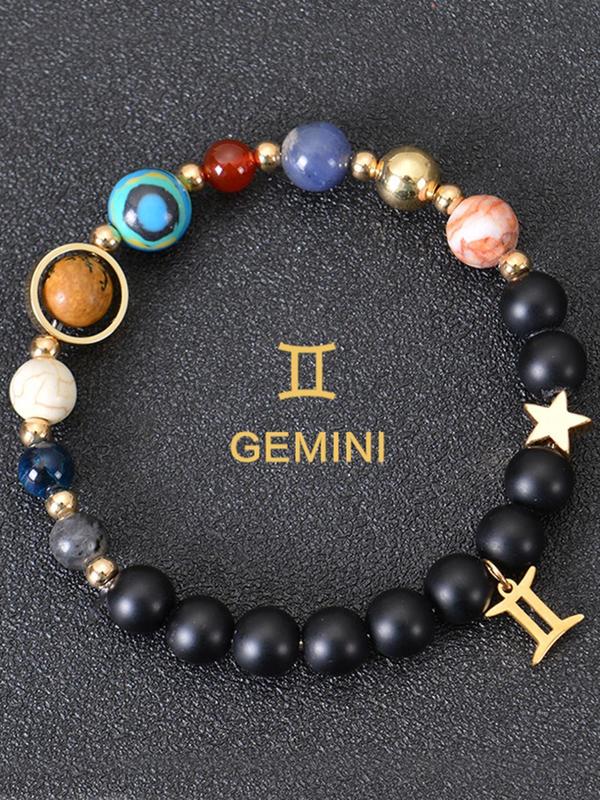 Constellation Design Beaded Bracelet, Fashionable Stone Beaded Bracelet for Women & Men, Trendy All-match & Exquisite Jewelry for Birthday Gift