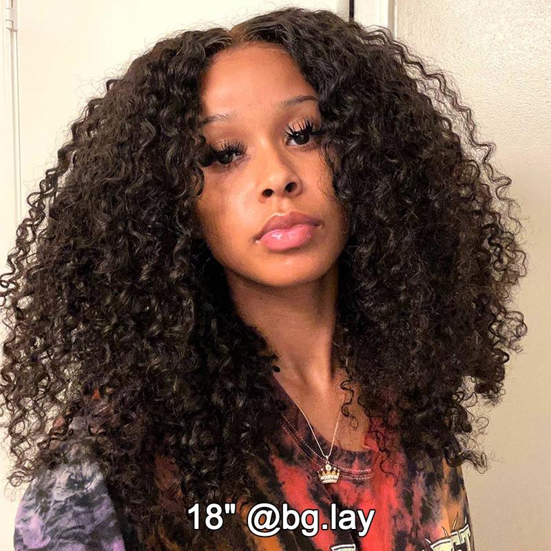 OQ HAIR Kinky Curly Wear and Go Glueless Human Hair Wigs Pre Bleached Pre-cut 4x6 HD Lace Front Wig Pre-plucked Natural Hairline