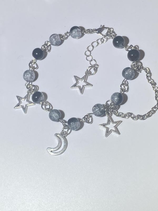 Fashionable Moon & Star Design Link Bracelet, Adjustable Jewelry for Party, Daily Clothing Decor for Girl, Trendy All-match & Exquisite Jewelry