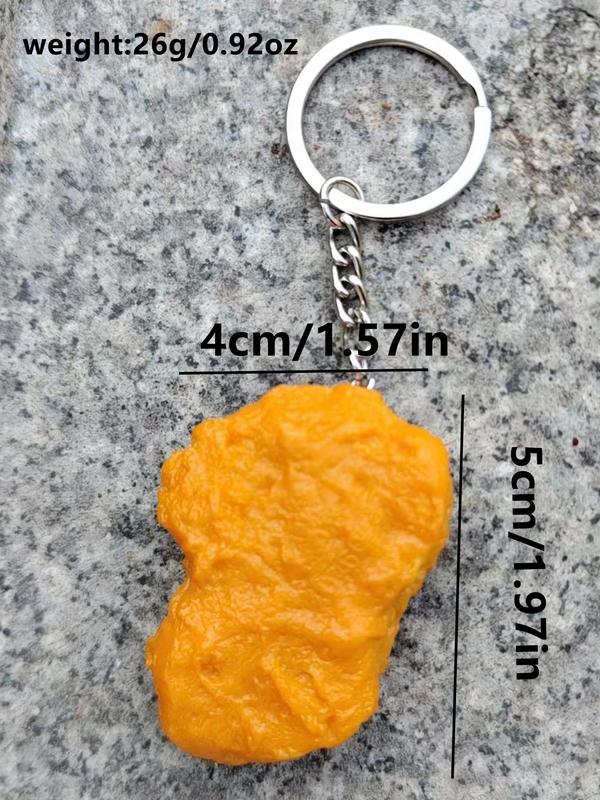 Cute Cartoon Artificial Chicken Nugget Decor Keychain, Funny Chicken Nugget Pendant Keychain, Fashionable Fun Keychain Charm for Men and Women, Creative Small Gifts, Holiday Accessories