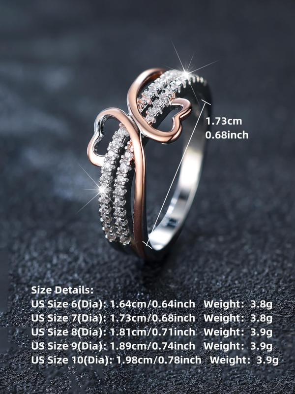 Women's Elegant Rhinestone Decorated Heart Design Ring, Fashion Accessories for Women & Girls, Jewelry for Party, Daily Decor, Trendy All-match & Exquisite Jewelry for Birthday Gift