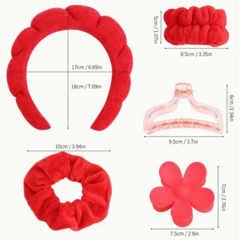 Sponge Hair Band & Wristband & Hair Clip Set, 7 Counts set Soft Hair Bands & Wristband & Hair Claw, Hair Styling Accessories for Women & Girls