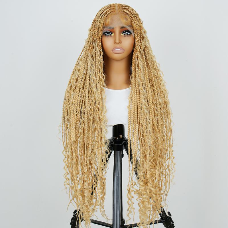 SuperNova #T274 614 36 Inches Full Lace Premium Synthetic Fiber Bohemian Box Braided Wigs Knotless