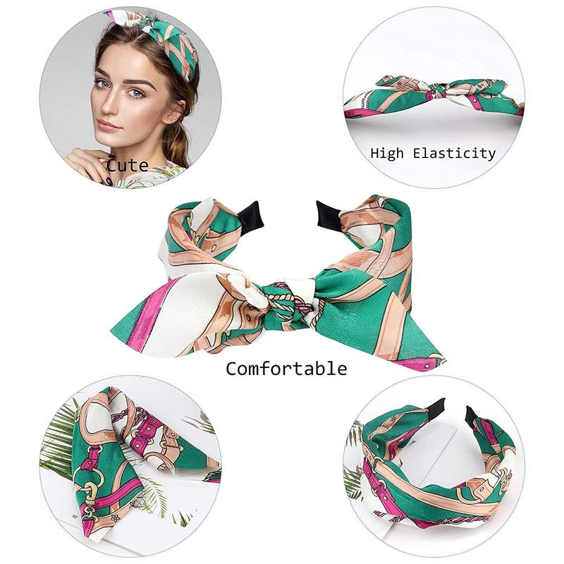 6 count Knotted Bow Headbands for Women Fashion Wide Headband with Bow Bunny Ears Headband Vintage Hair Bands Girls Hair