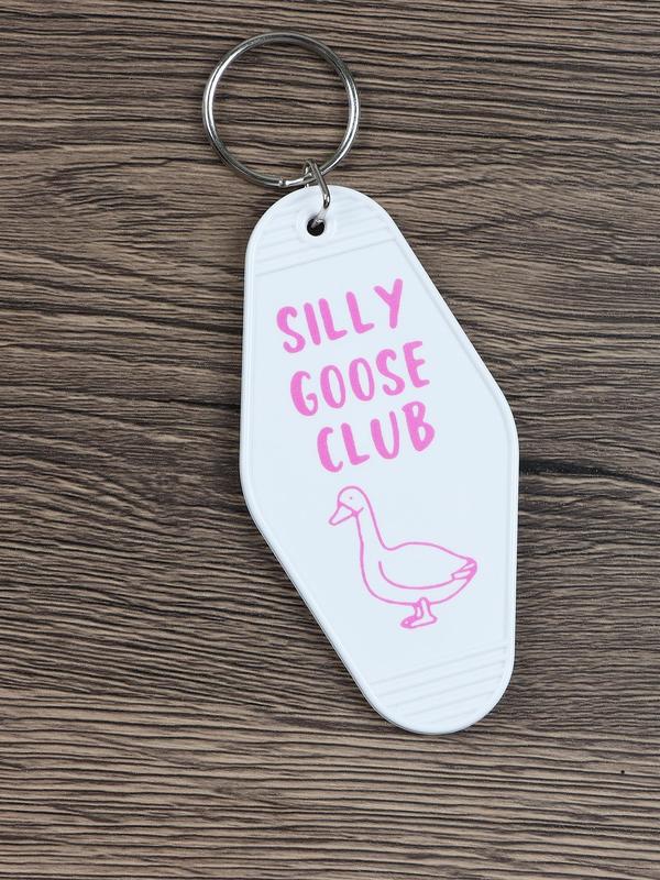 Silly Goose Club Letter Pattern Keychain, Cute Cartoon Keychain for Women & Men, Fashion Accessories for Bag & Car Key Decoration