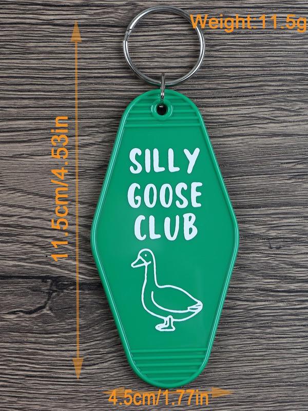 Silly Goose Club Letter Pattern Keychain, Cute Cartoon Keychain for Women & Men, Fashion Accessories for Bag & Car Key Decoration