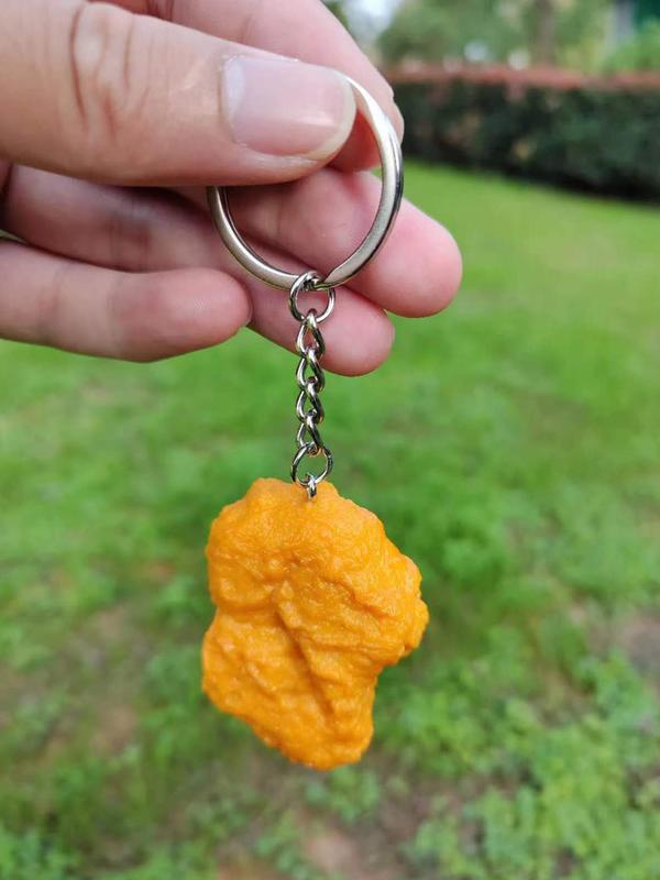 Cute Cartoon Artificial Chicken Nugget Decor Keychain, Funny Chicken Nugget Pendant Keychain, Fashionable Fun Keychain Charm for Men and Women, Creative Small Gifts, Holiday Accessories