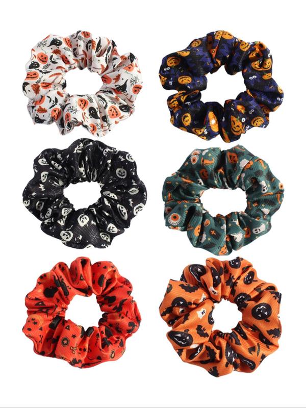 Creative Hair Scrunchies, Cute Pumpkin All Over Print Hair Ties, Fashion Hair Accessories, Minimalist Headwear Suitable for Thick Hair Fall, Birthday Gifts, Halloween Couple Ideas