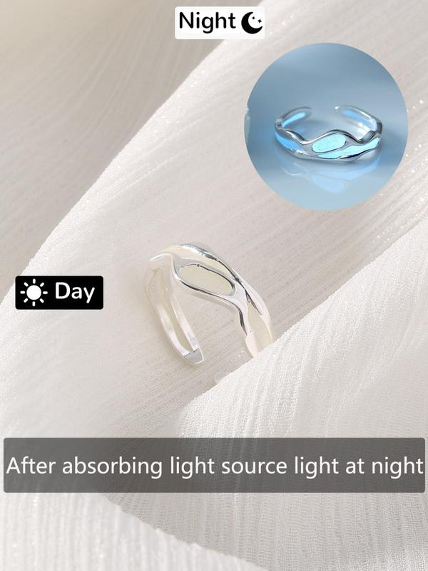 Fashionable Glow in The Dark Design Cuff Ring, New Trend Luminous Adjustable Cuff Ring for Men & Women, Fashion Jewelry for Party, Daily Clothing Decor