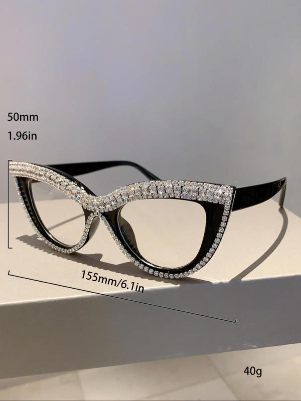 Elegant Rhinestone Decor Cat Eye Frame Eyeglasses for Women, Trendy Vintage Luxury Eyeglasses, Chic All-match Fashion Accessories for Daily Use