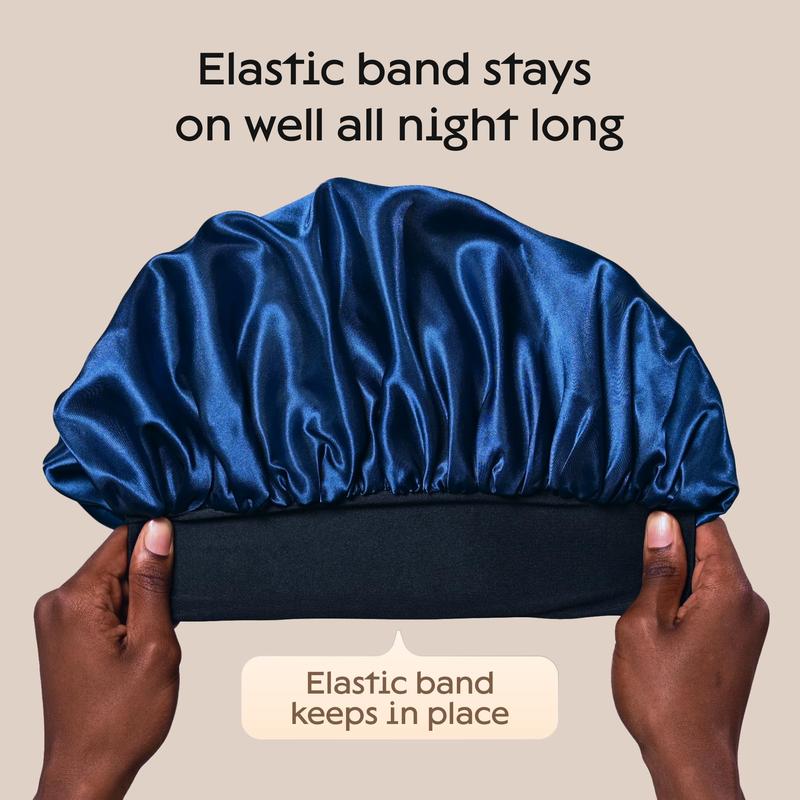 Bonnet for Men Hair Bonnet for Sleeping Double Layer Satin Bonnets for Men Women Curly Hair Braids Reversible Sleep Cap Navy