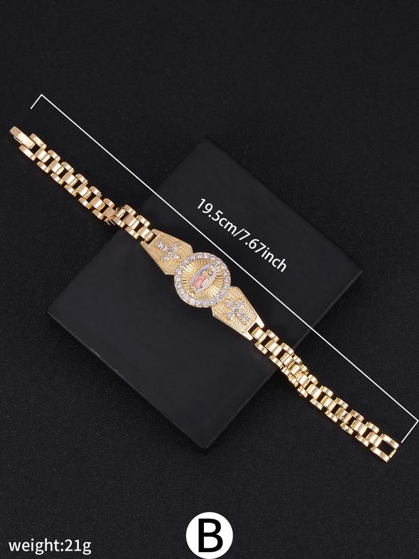 Mexican Fashion Bracelet, Rhinestones Decor St. Jude Bracelet for Men and Women, Fashion Jewelry for Party, Daily Clothing Decor, Trendy Exquisite Jewelry for Birthday Gift