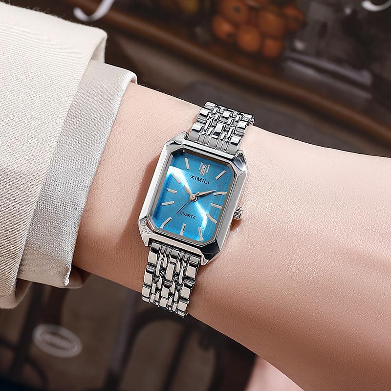 2024 New Light Luxury Steel Belt Women's Watch for Female Students Fashion Simple Square Quartz Watch