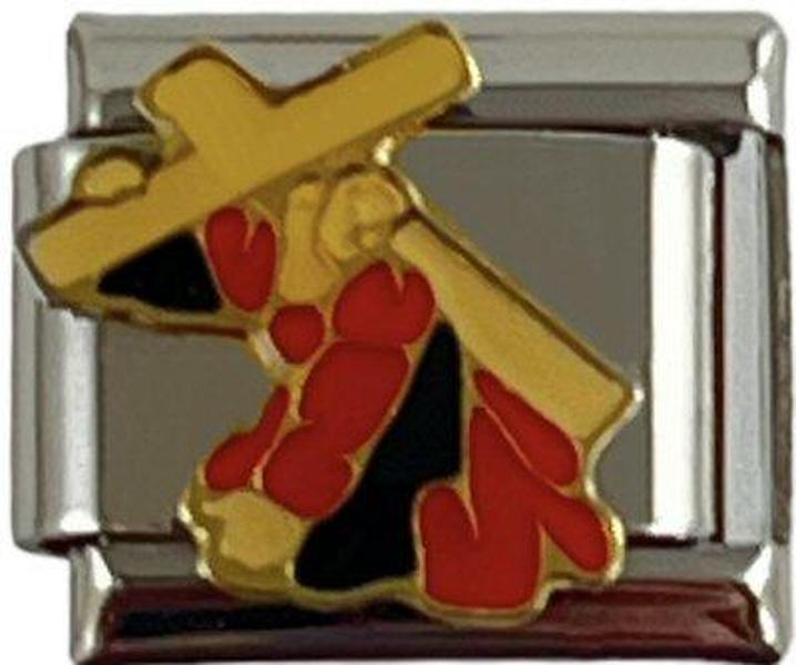 Italian Charm Link Jesus Carrying Cross Charm 9mm