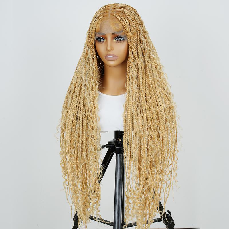 SuperNova #T274 614 36 Inches Full Lace Premium Synthetic Fiber Bohemian Box Braided Wigs Knotless