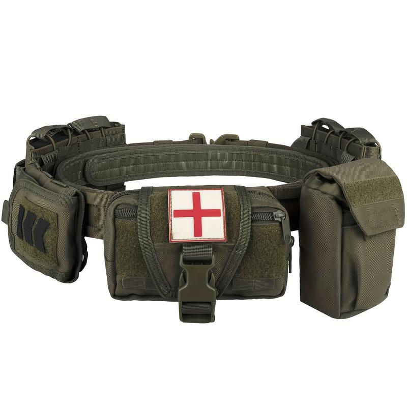 BOMTURN High-Duty Tactical Battle Belt - Adjustable Combat Belt for Men - Durable Utility Airsoft Set, 7-Piece Kit for Unmatched Performance and Versatility