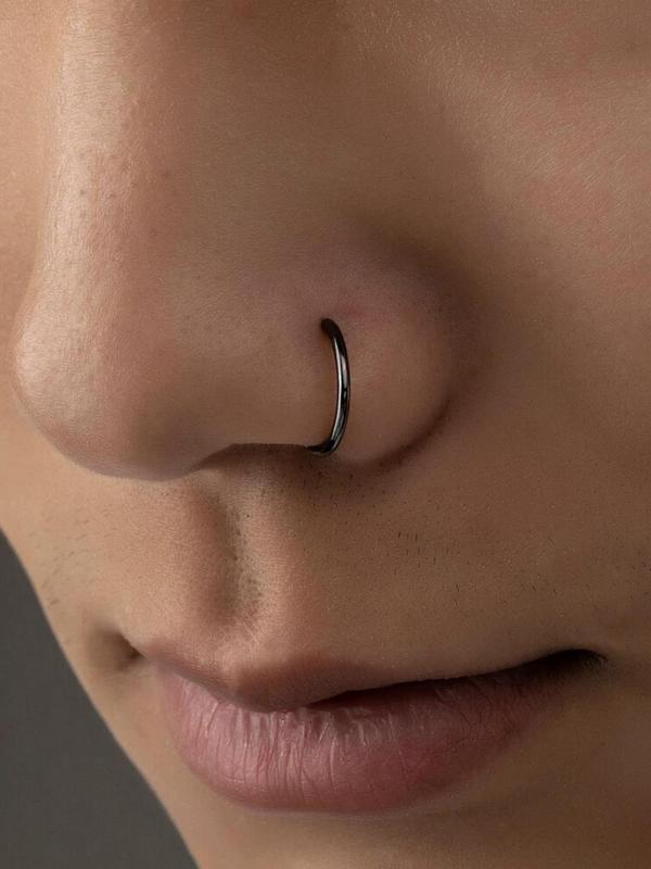 Punk Style Stainless Steel Fake Piercing Nose Ring, Fashionable Fake Nose Ring for Women & Men, Body Jewelry for Party, Trendy All-match Jewelry for Gift