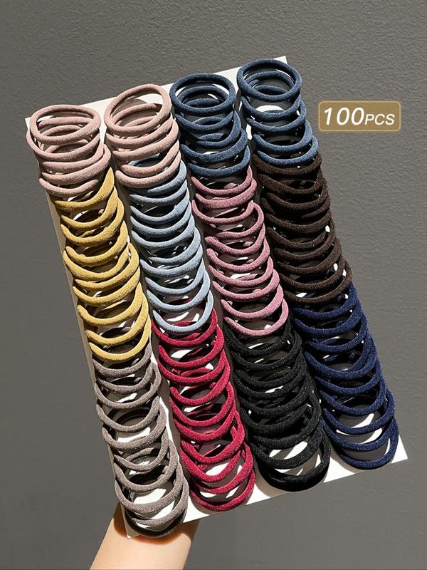 Solid Color High Stretch Hair Ties, Casual Simple Hair Accessories for Women & Girls, Minimalist Headwear Suitable for Thick Hair