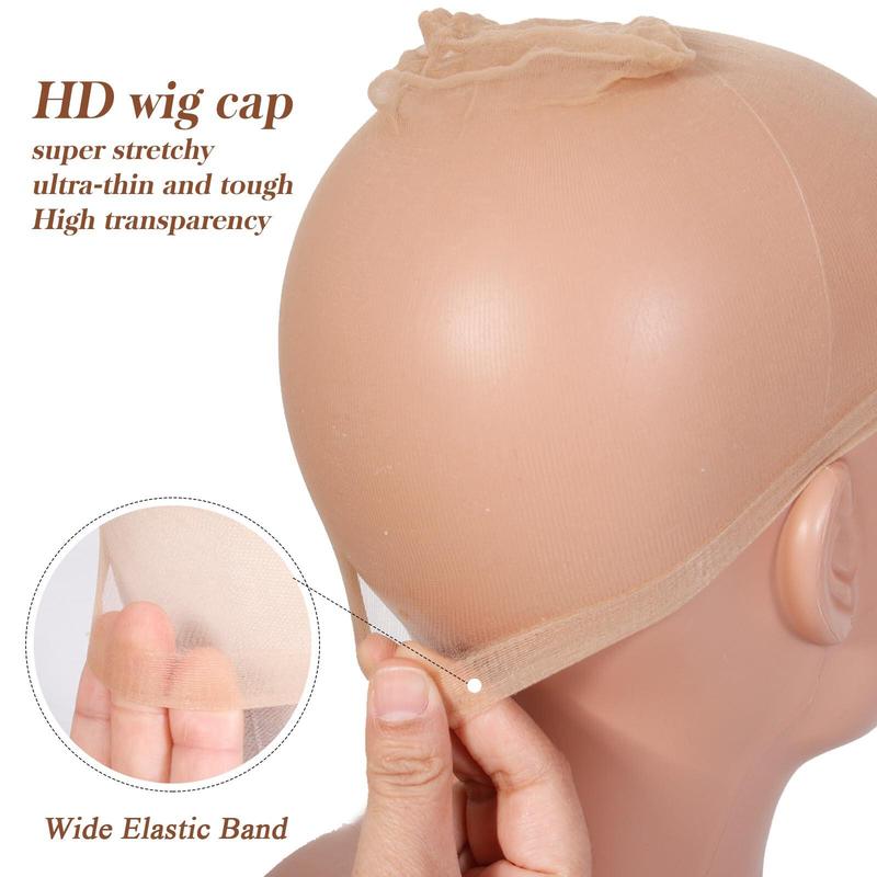 Recool Hair Invisable HD Wig Cap,2PCS High Breathable Ultra-thin Stretchy Bald Caps for Lace Front Wigs