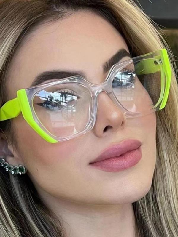 Simple Eyeglasses for Everyday Use As Perfect Gift for Girlfriend and Boyfriend, Summer Colorblock Cat Eye Frame Fashion Eyewear