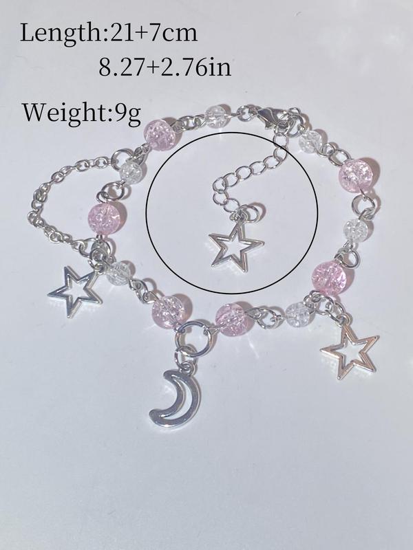 Fashionable Moon & Star Design Link Bracelet, Adjustable Jewelry for Party, Daily Clothing Decor for Girl, Trendy All-match & Exquisite Jewelry