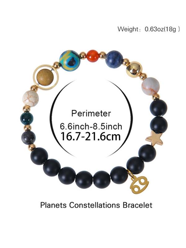 Constellation Design Beaded Bracelet, Fashionable Stone Beaded Bracelet for Women & Men, Trendy All-match & Exquisite Jewelry for Birthday Gift