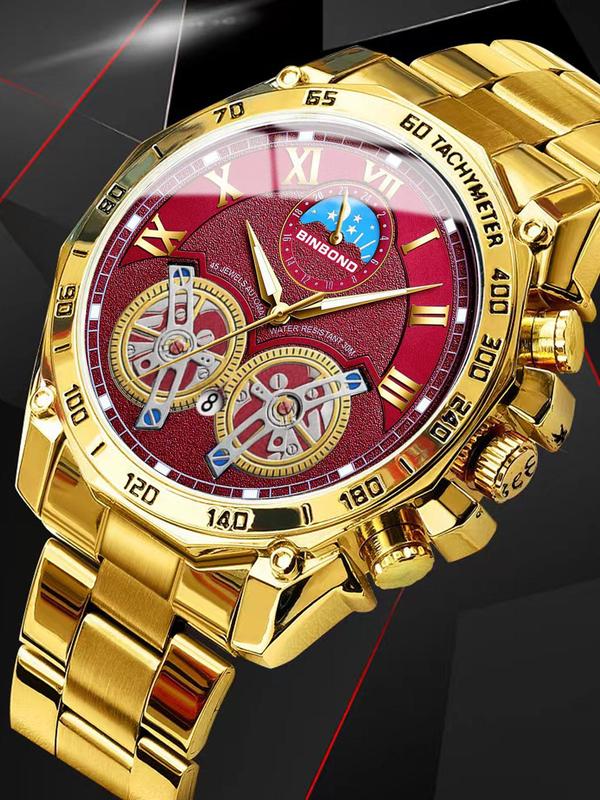 Men's Business Fashion Round Dial Quartz Watch As Gifts, Classic Multifunctional Wristwatch for Men with Date Display Function, Luxury Watches for Men As Gift with Box