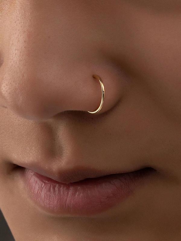 Punk Style Stainless Steel Fake Piercing Nose Ring, Fashionable Fake Nose Ring for Women & Men, Body Jewelry for Party, Trendy All-match Jewelry for Gift