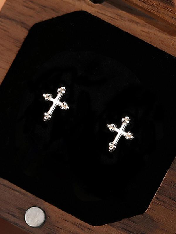 Cross Stud Earrings, Geometric Design Stud Earrings for Women & Men, Fashion Jewelry for Party, Daily Clothing Decor, Trendy All-match & Exquisite Jewelry for Birthday Gift