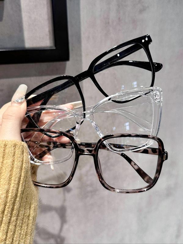 Unisex Fashionable Tortoiseshell Pattern Square Frame Eyeglasses, Trendy Casual Eyeglasses for Everyday Use, Fashion Accessories for Outdoor Activities