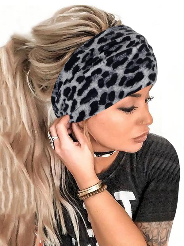 Leopard Print Hair Band, High Stretch Leopard Pattern Hair Band for Gym Workout, Women's Fashion Hair Accessories for All Seasons