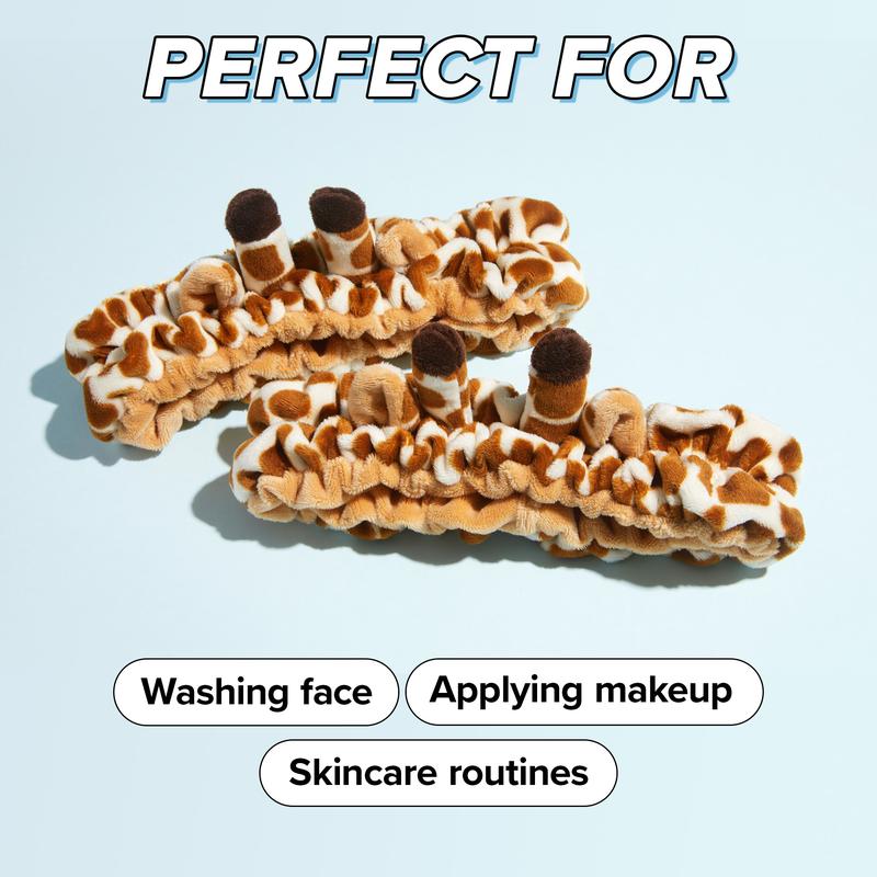 I DEW CARE Face Wash Headband Giraffe - Adorable Design, Perfect for Cleansing, Bath, Makeup and Spa, 100% Microfiber, Reusable, 1 Count