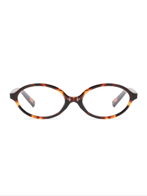 Tortoiseshell Print Oval Frame Eyeglasses, Trendy Casual Full Rim Eyeglasses for Everyday Use, Fashion Accessories for Outdoor Activities