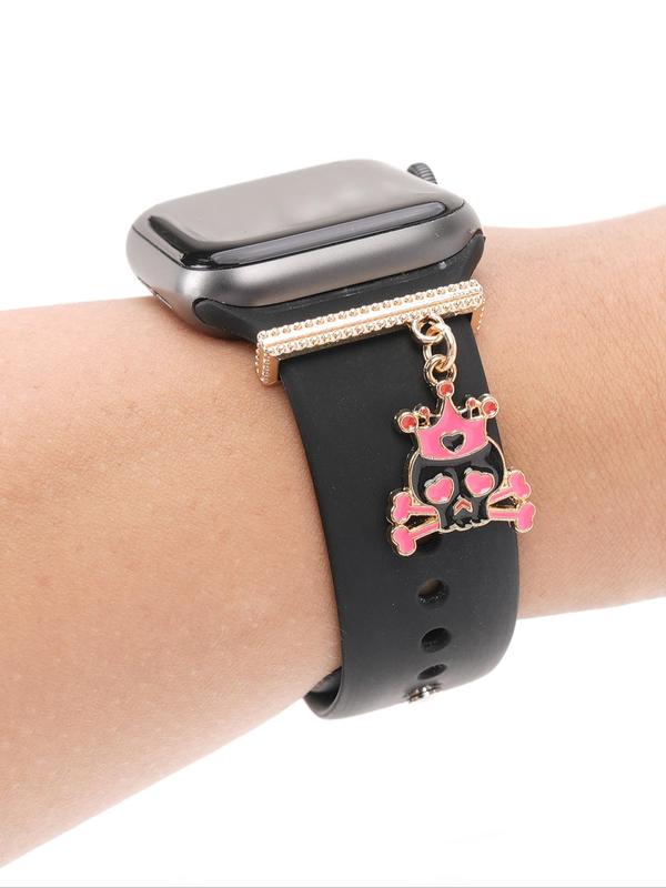 Cute Heart Decor Skull Ghost Design Watch Band Decoration, Fashion Watch Band Charm, Trendy All-match & Exquisite Watch Band Accessories for Birthday Gift