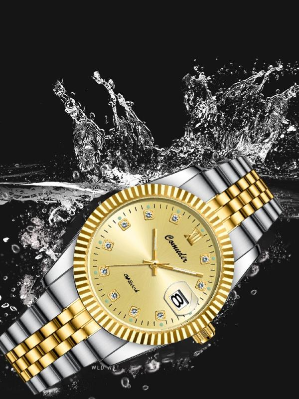 Women's Elegant Round Dial Analog Quartz Watch, Fashion Waterproof Watch with Date Display Function, Trendy All-match & Exquisite Watch for Birthday Gift