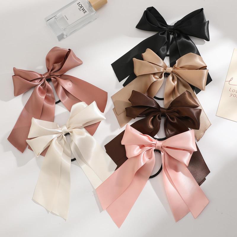 6 PCS Bow Hair Ties – Satin Hair Ribbons and Bows for Women and Girls, Perfect Elastic Scrunchies for All Hair Types!