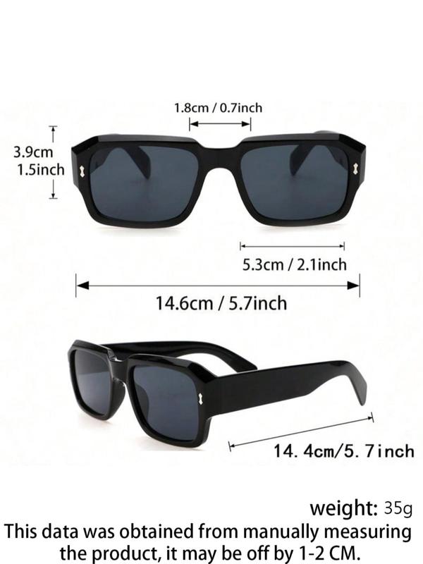 Unisex Street Trend Square Frame Sunglasses (2 Pairs), Trendy Sunglasses for Everyday Use, Fashion Accessories for Outdoor Activities